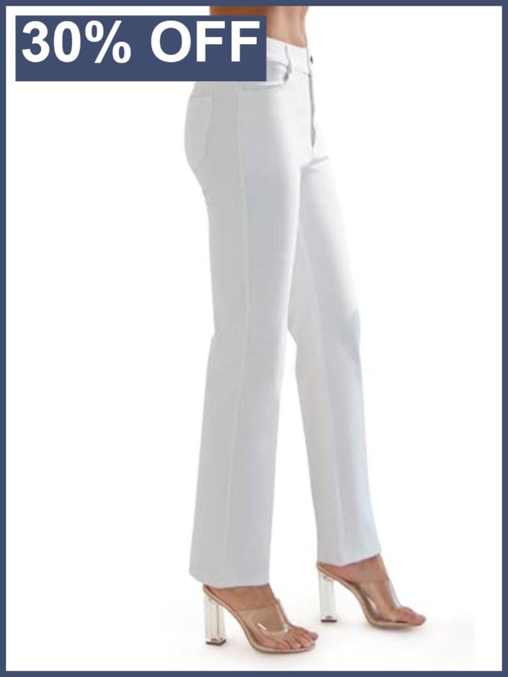 Straight Leg Pull On Jeggings High Rise Tummy Control Stretch Denim Look